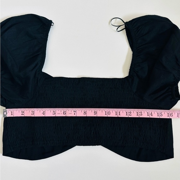 NEW! LINEN ELODIE Crop Top in black! Size XL Puff Sleeve Boho Summer - Picture 6 of 7